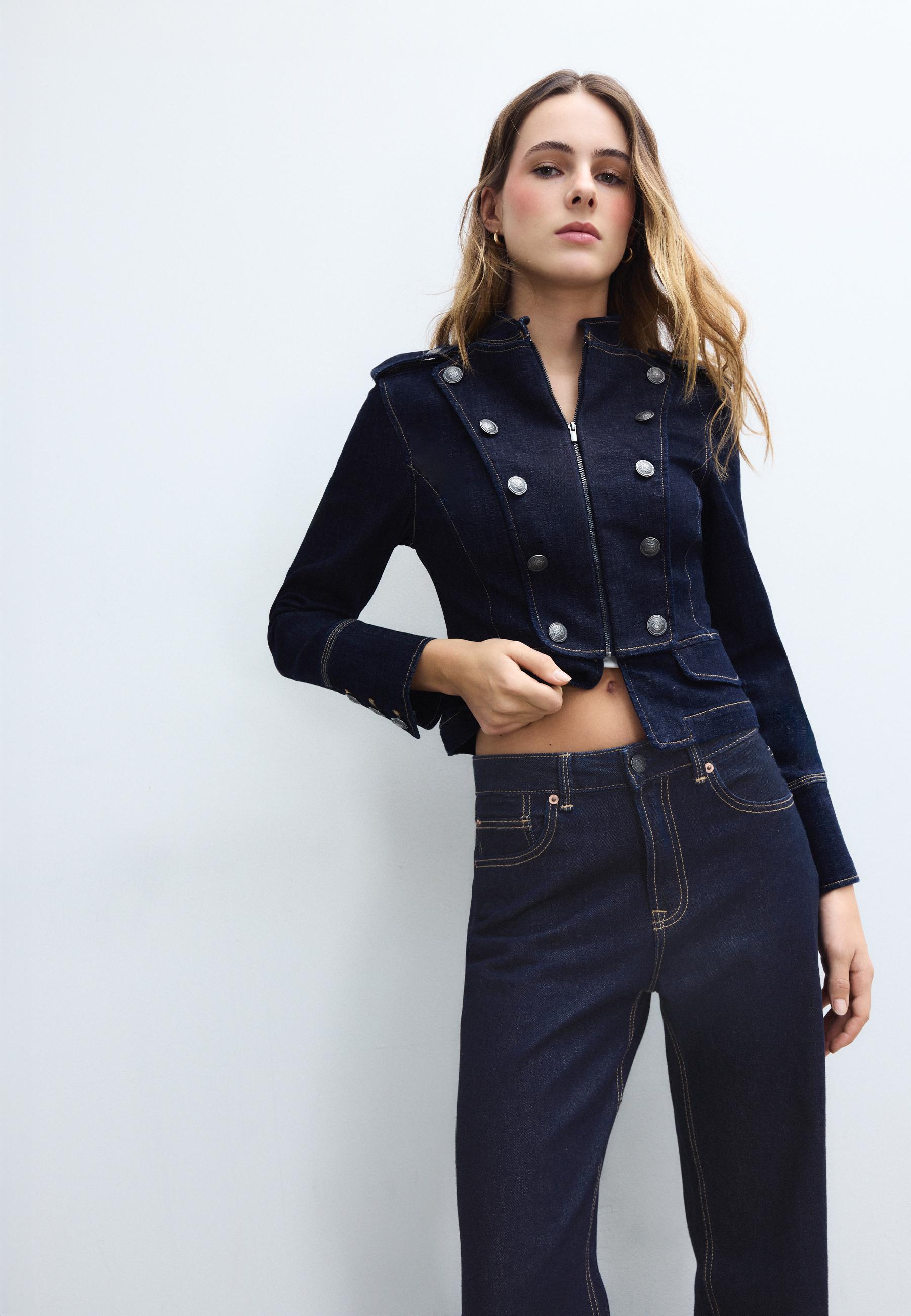 D92 Ripped straight wide-leg jeans — OVERDYED BLUE DENIM