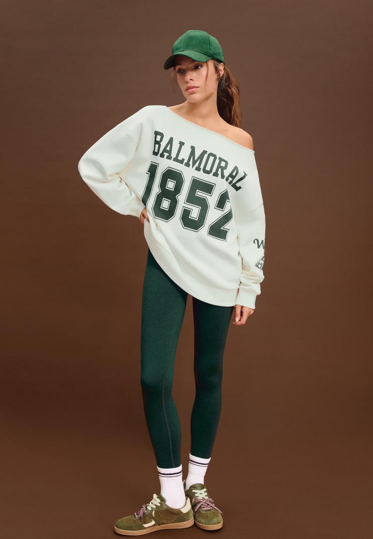 ack omuzlu baskl sweatshirt