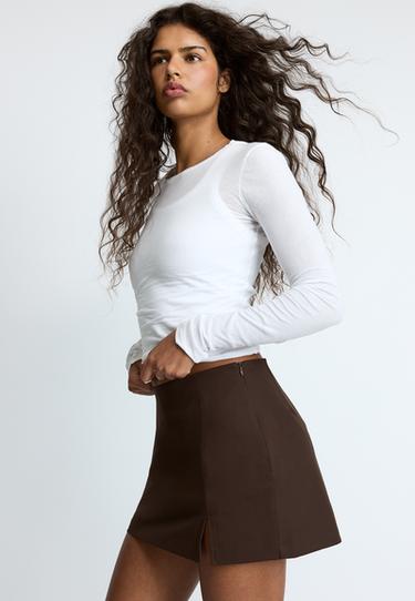 Side split skort — Brown 3