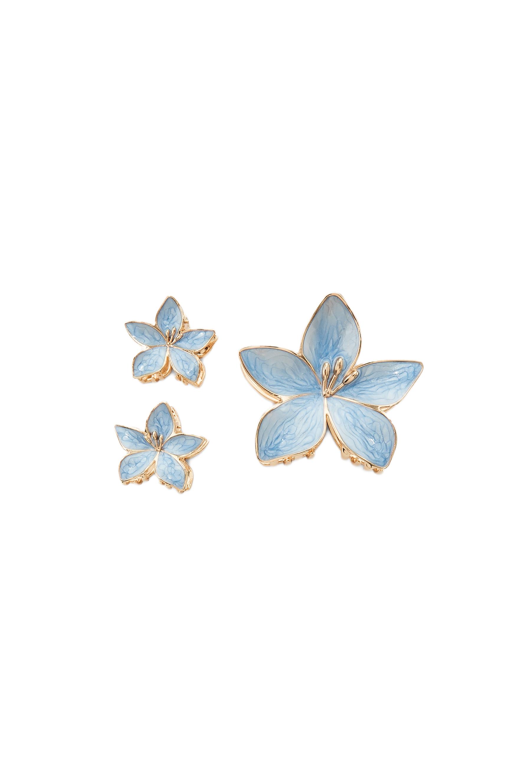 Set of 3 flower clips — Turquoise
