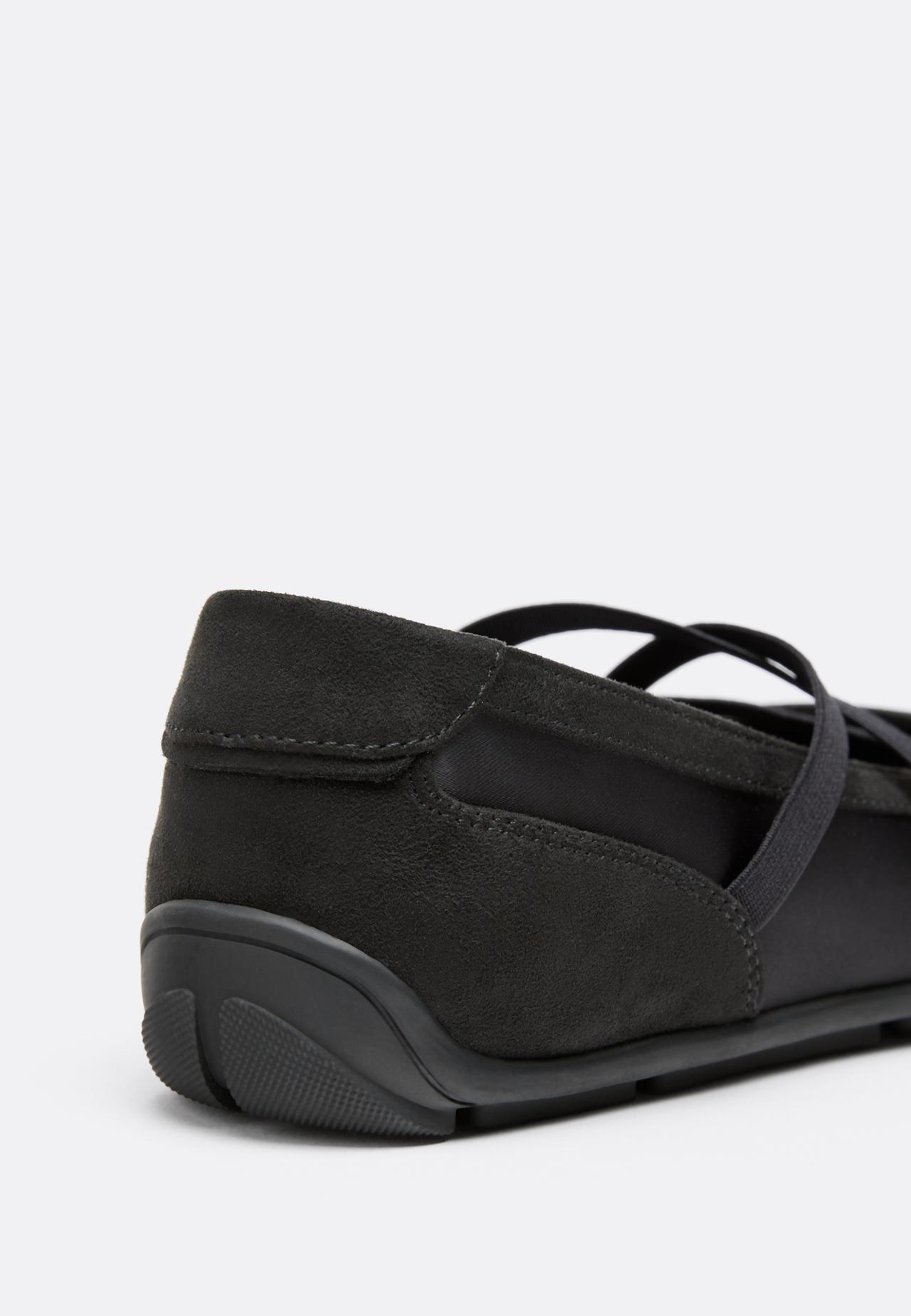 Criss-cross strap sneakerinas — BLACK