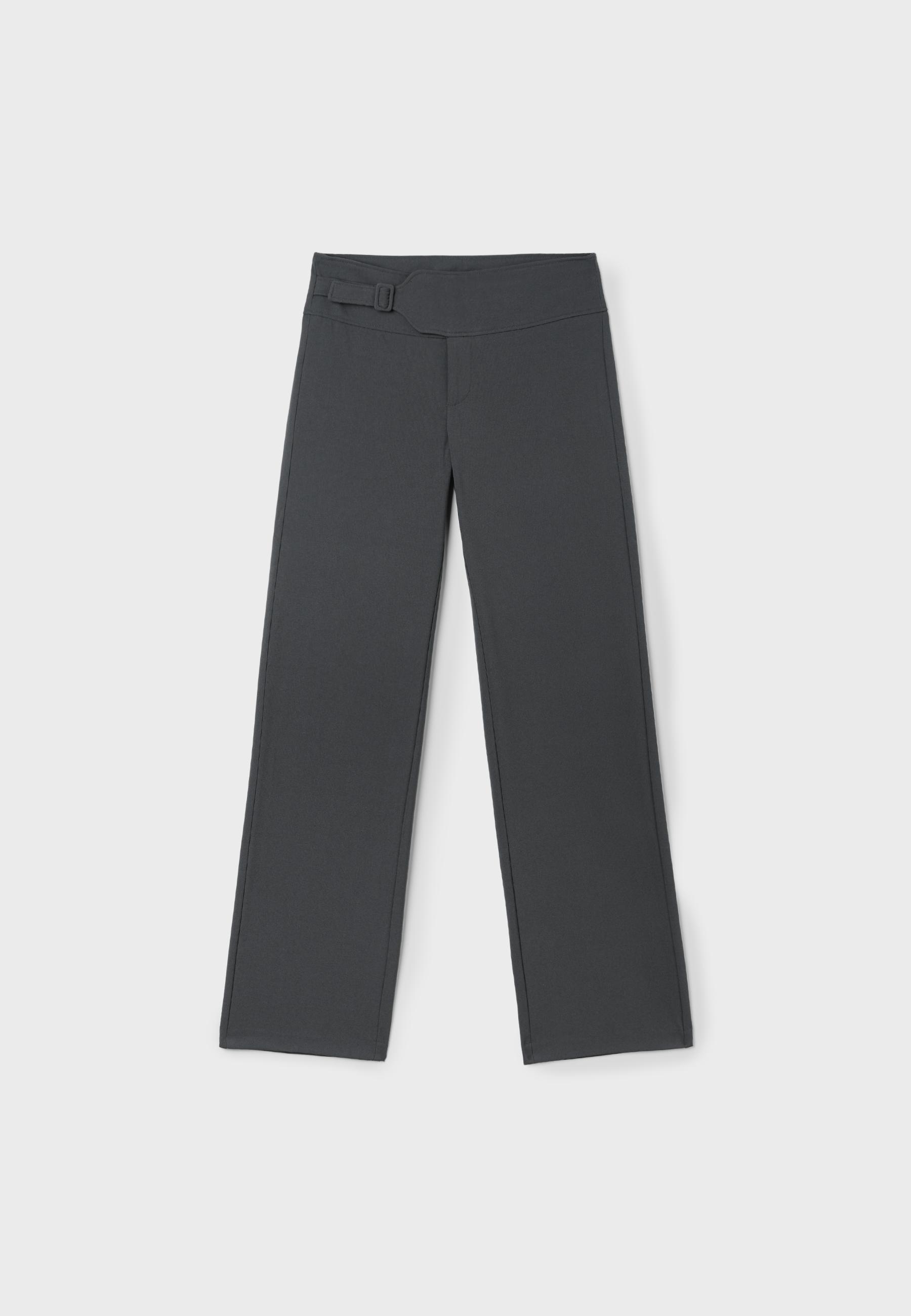 Stradivarius Toka detaylı straight fit pantolon görsel 5