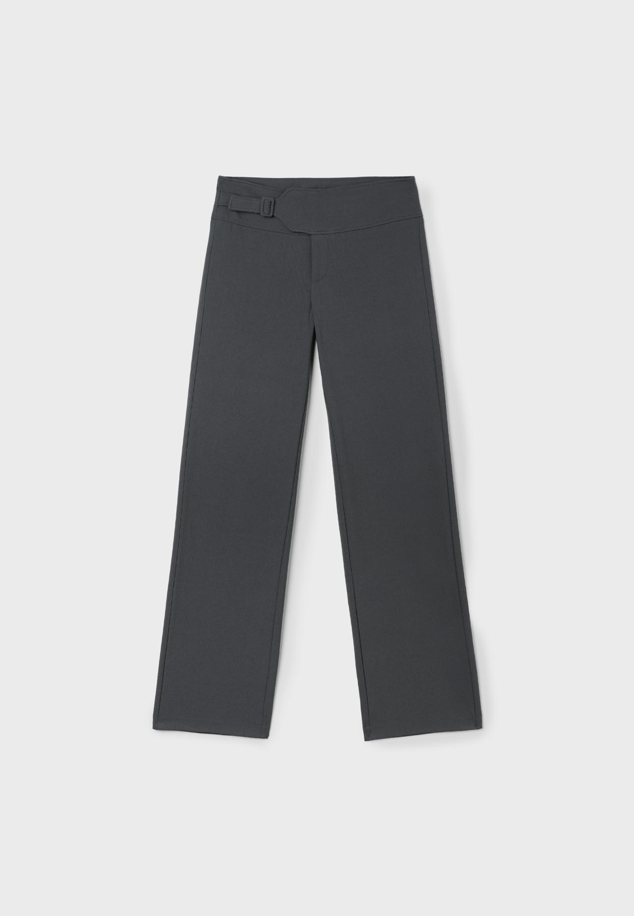 Straight-leg trousers with buckle detail — Grey