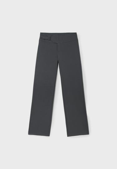 Straight-leg trousers with buckle detail — Grey 7