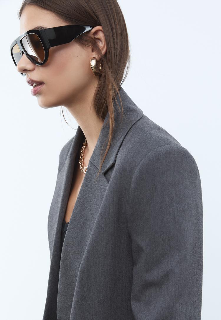 asymmetric double breasted blazer