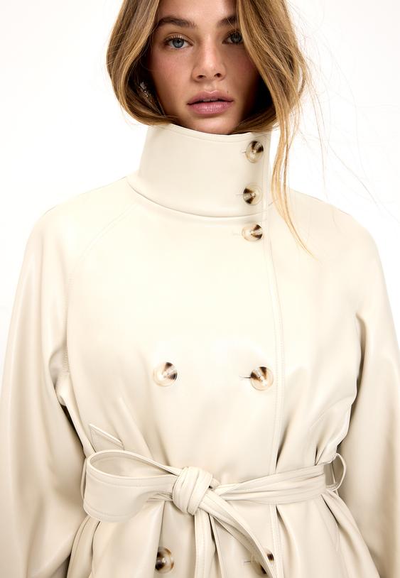 dik yaka suni deri trenckot