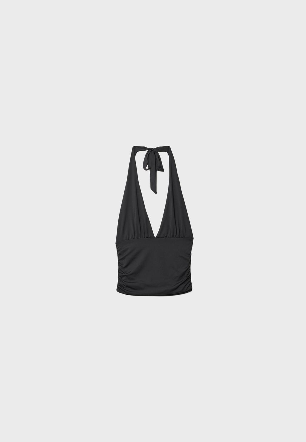 Top halter fruncido