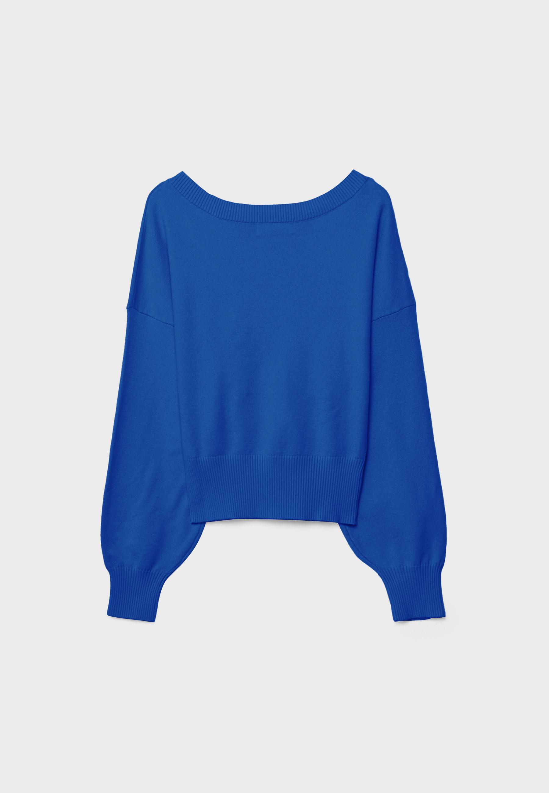V-neck batwing sleeve jumper — Electric blue