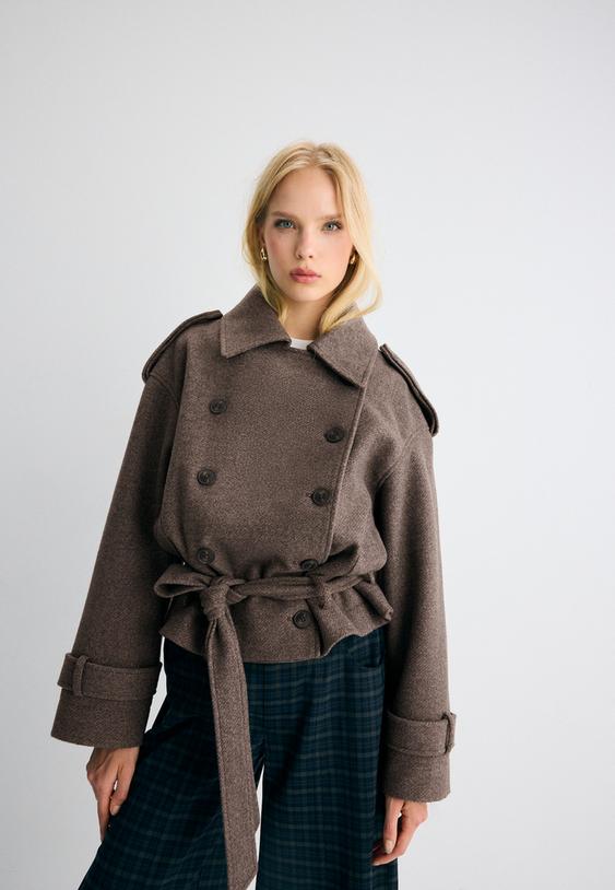 yumusak dokulu oversize trenckot