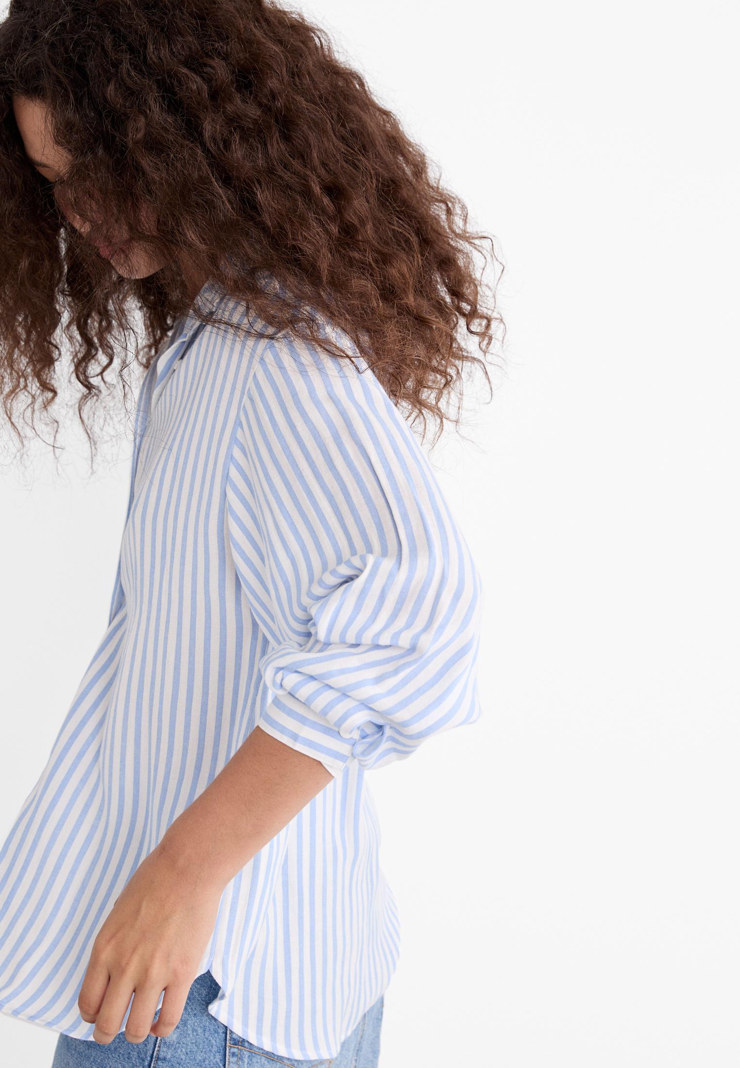 Linen-look flowing shirt — Sky blue