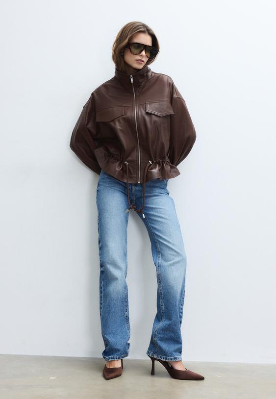 giacca tasche regolatore pelle