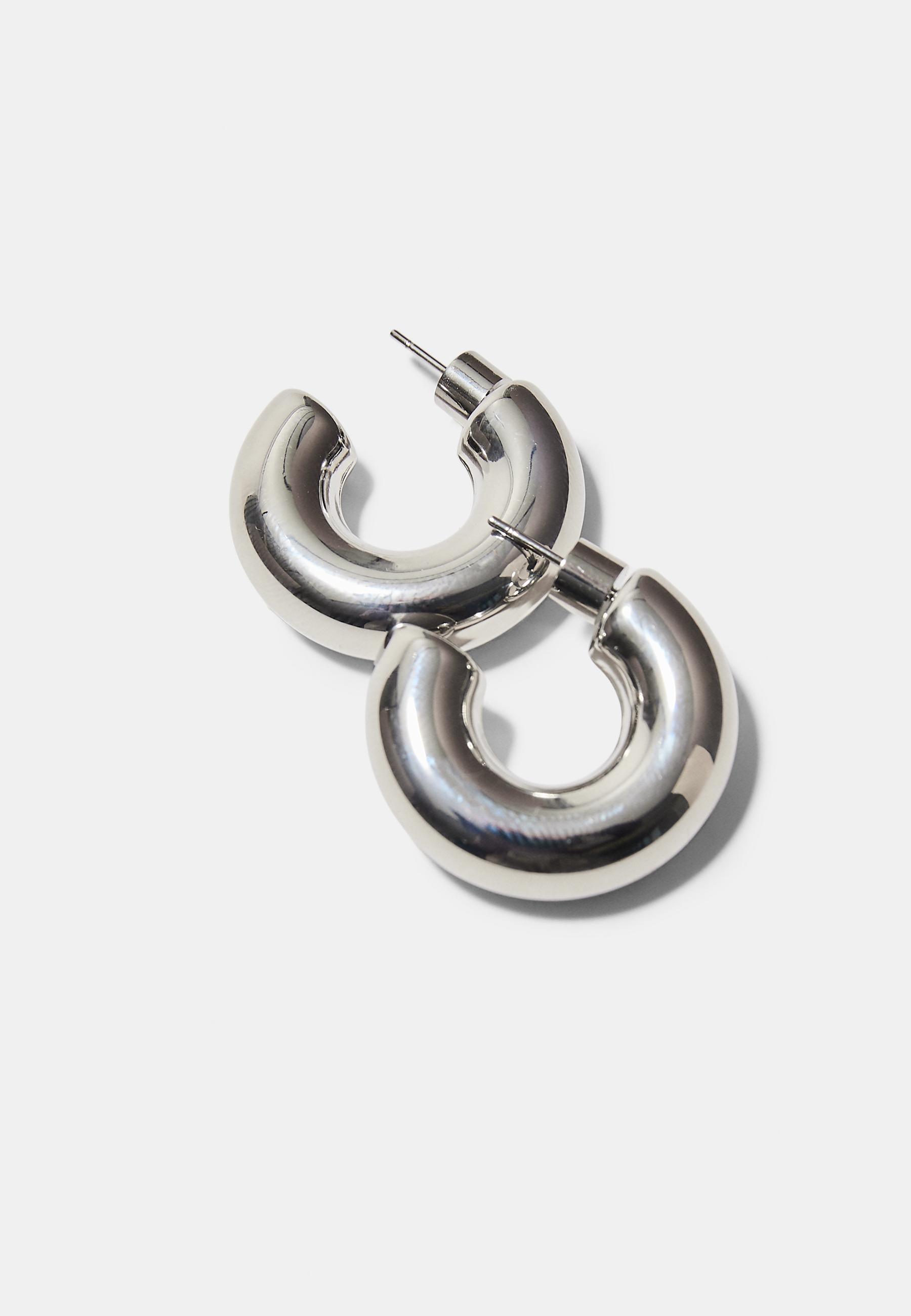 Set of 2 chunky waterproof hoop earrings — Grey