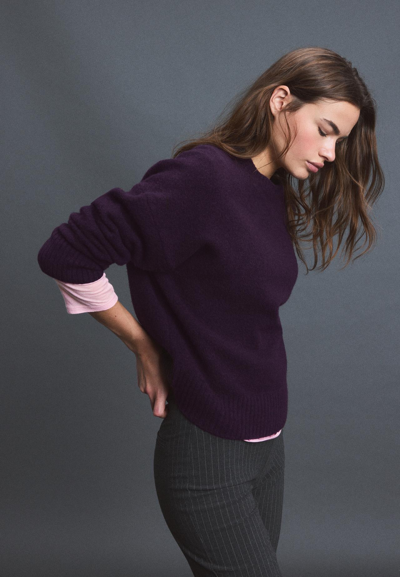 Soft-touch basic knit jumper — AUBERGINE
