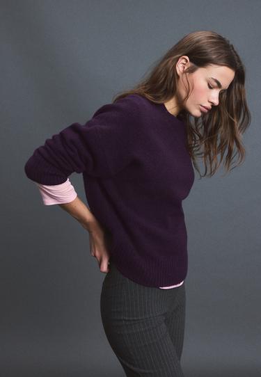 Soft-touch basic knit jumper — AUBERGINE 6
