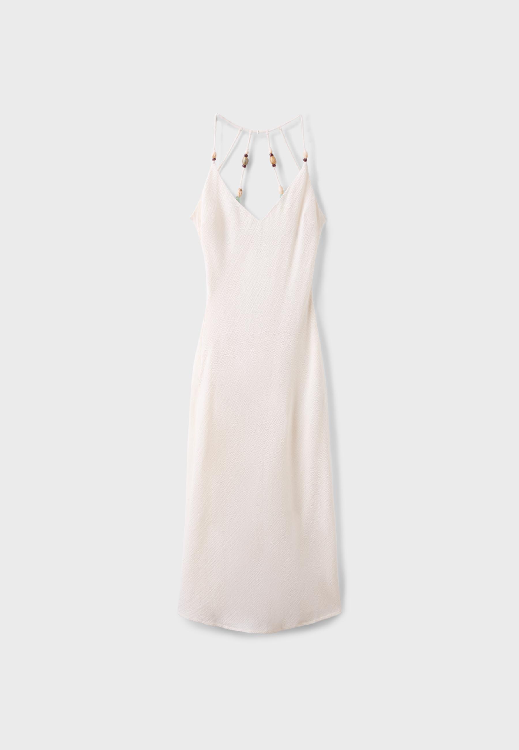 Embellished back shift dress — Stone