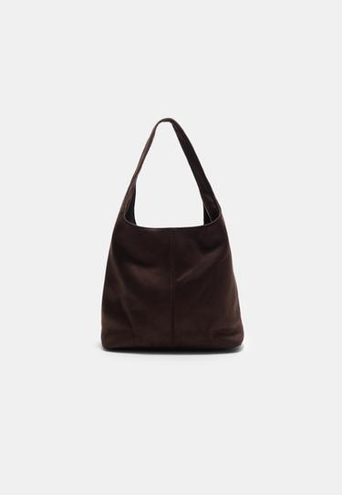 Faux suede shoulder bag — Brown 1