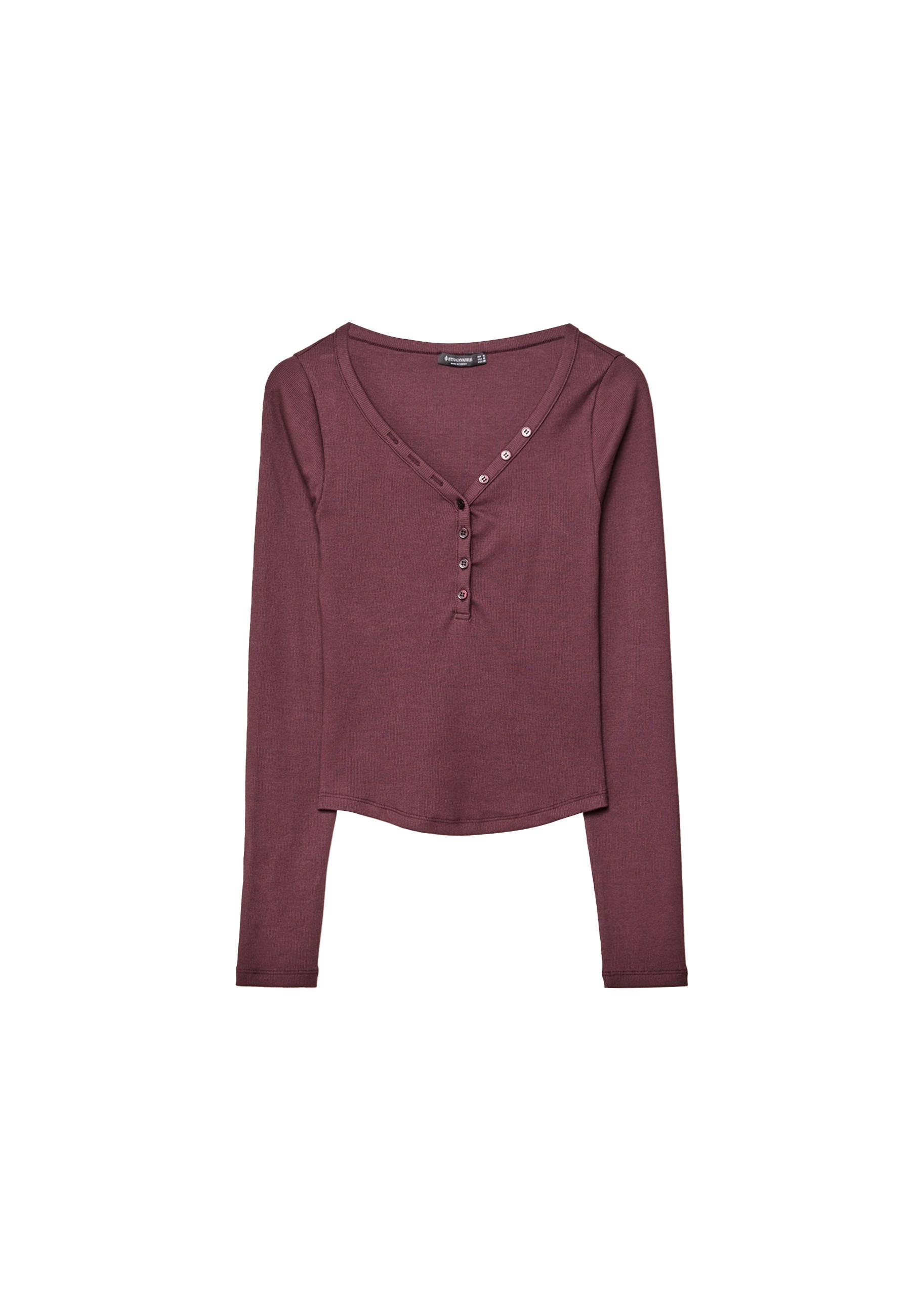 Blouse with buttons — Burgundy