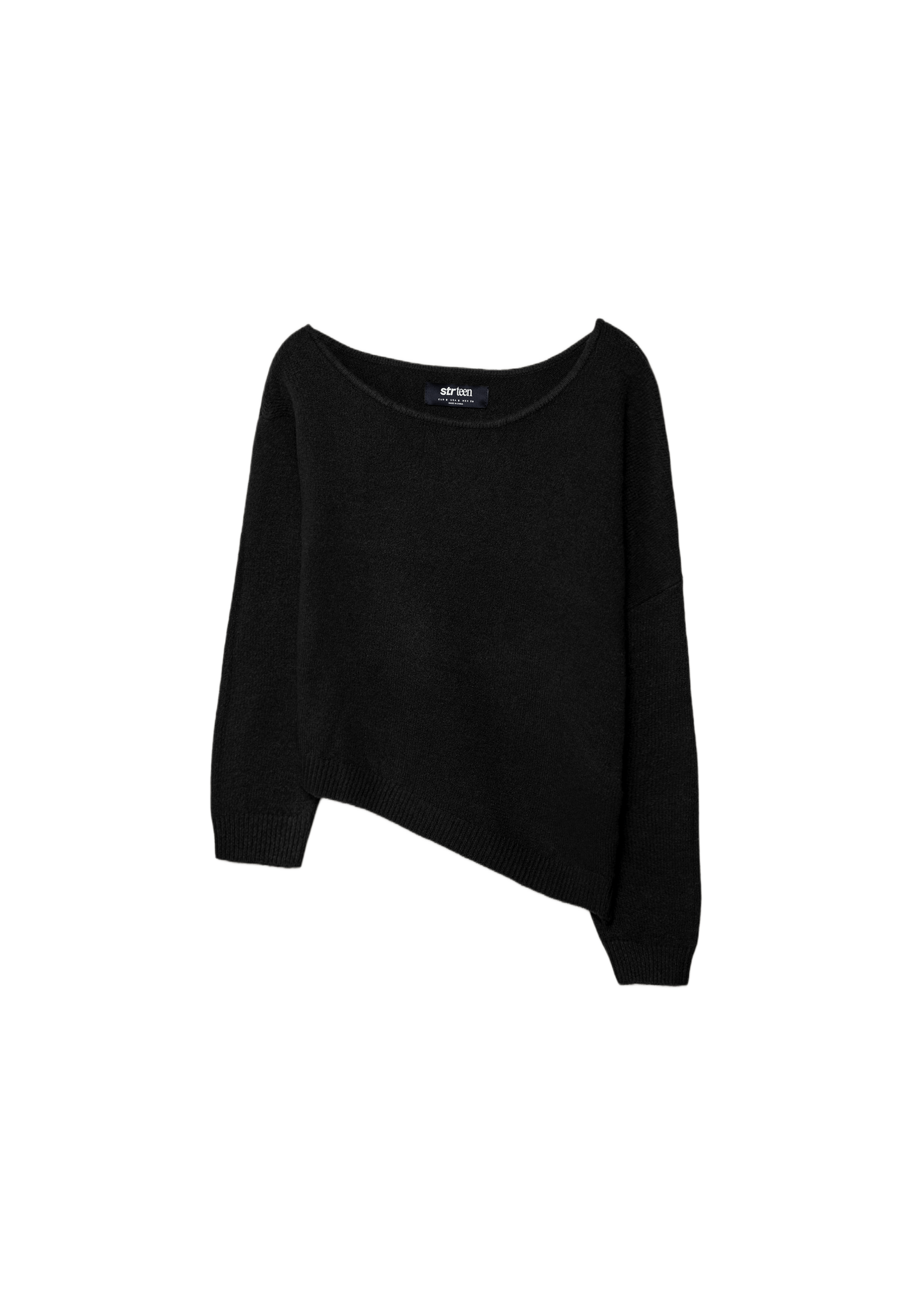 Asymmetric knit sweater — Black