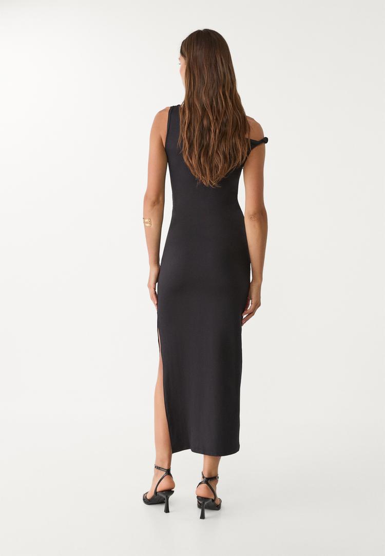 vestido midi asimetrico