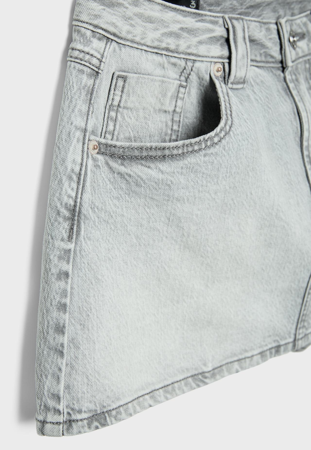 D62 denim skort — DARK GREY DENIM WASH