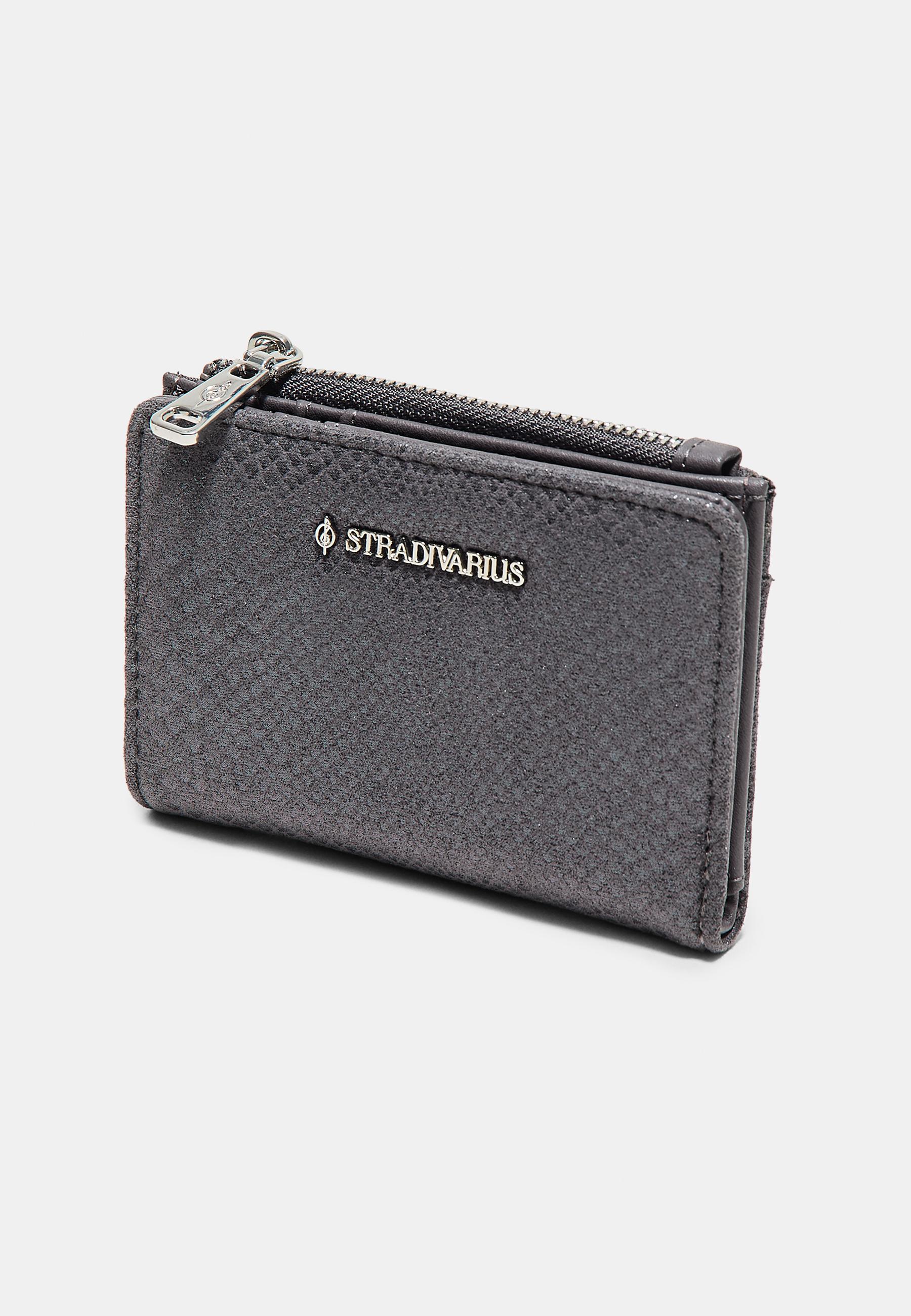Snakeskin print card holder purse — Dark grey