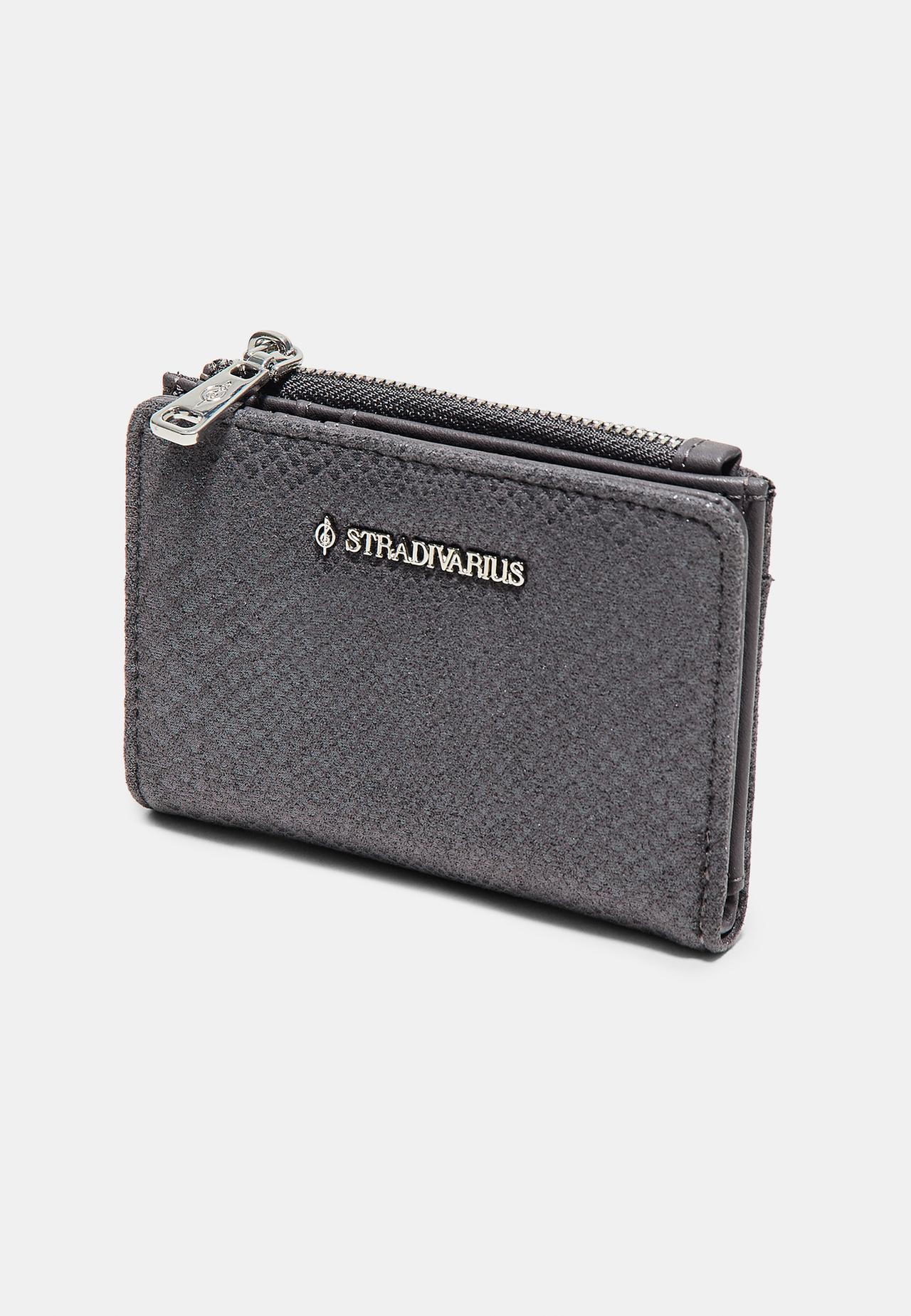 Snakeskin print card holder purse — Dark grey
