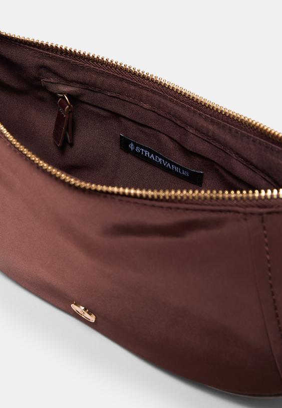 Stradivarius Nylon Moon-Shaped Crossbody Bag Terracotta Os