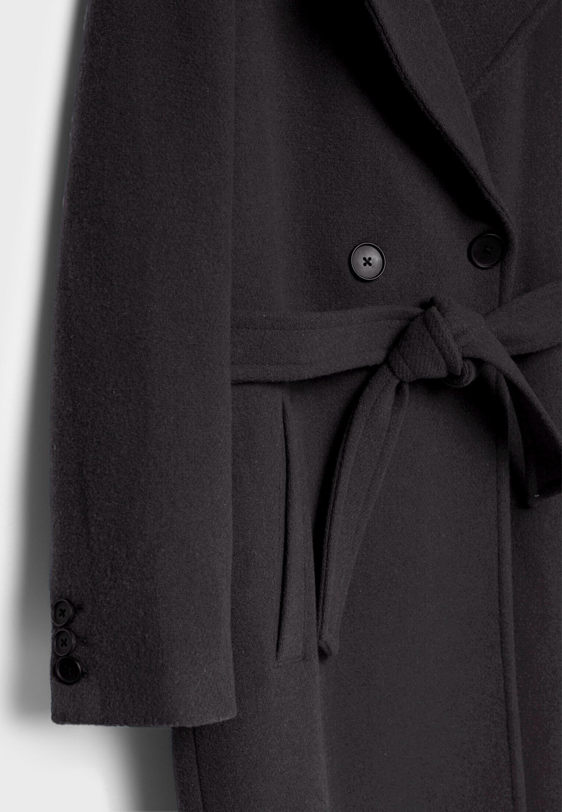 Felt texture coat with belt