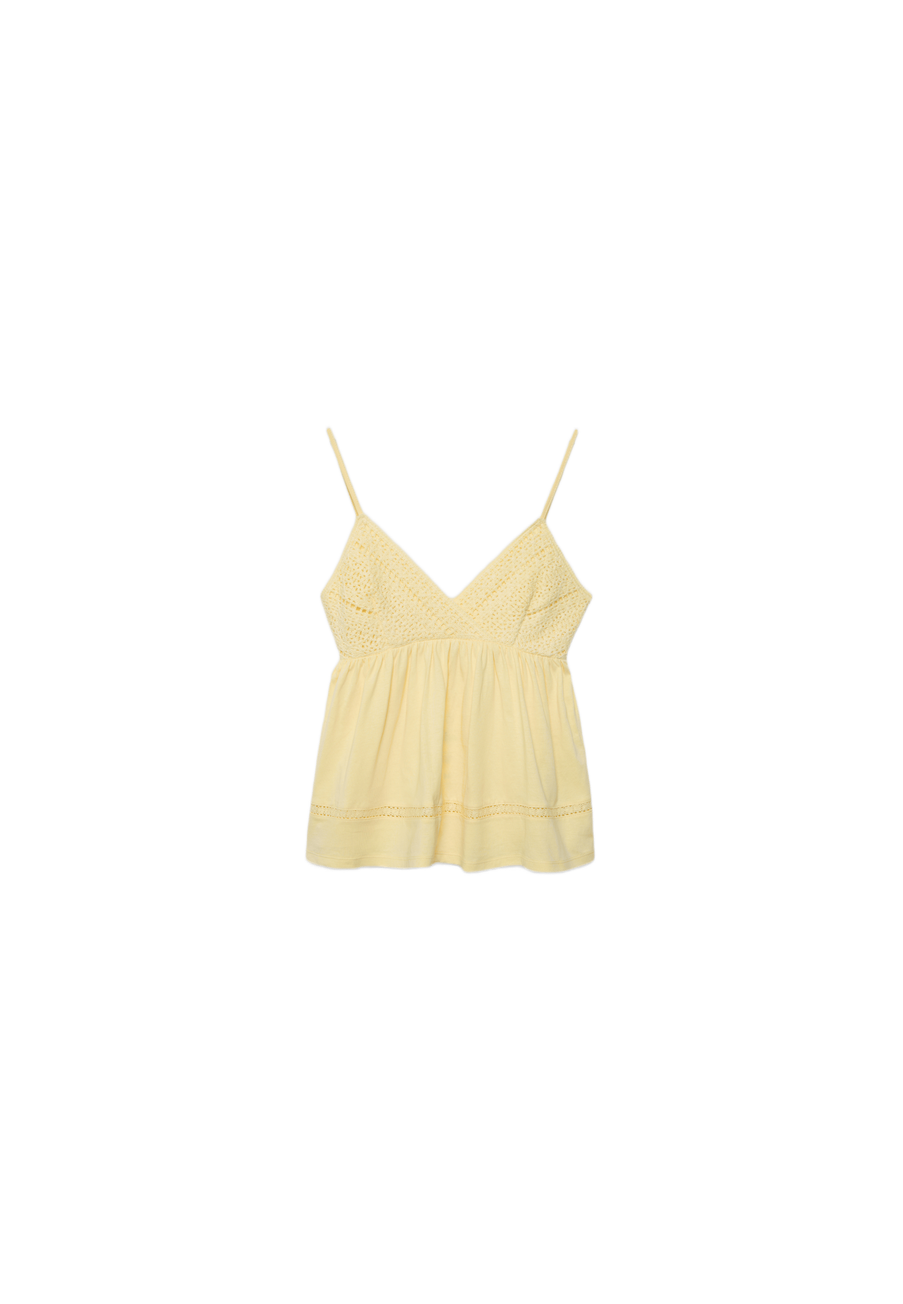 Crochet strappy top — Pastel yellow