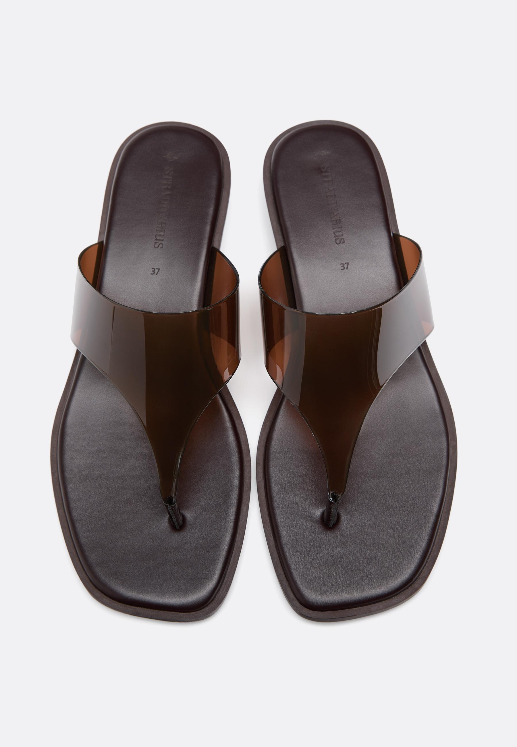 Vinyl thong flat sandals — BROWN