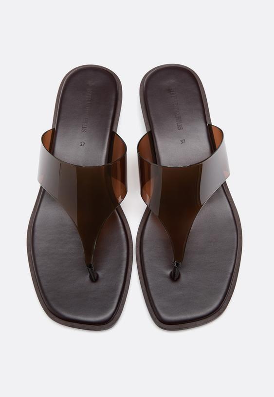 vinyl thong flat sandals