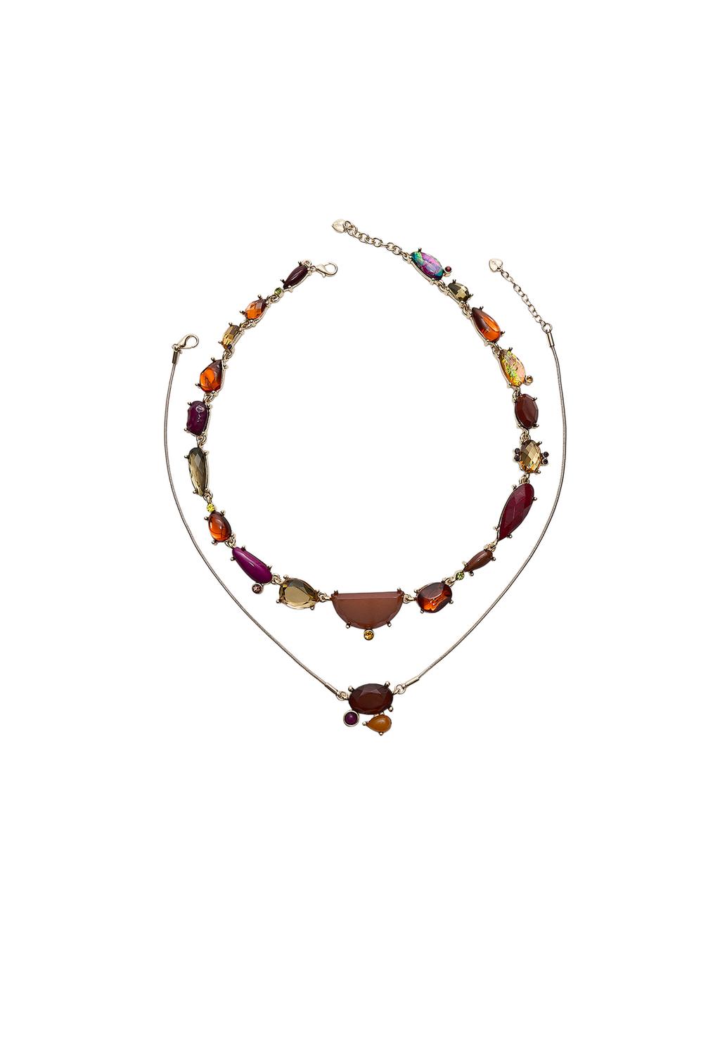Set of 2 multi-strand rhinestone necklaces