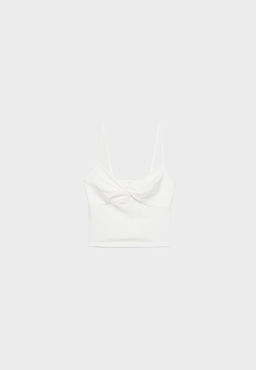 T-shirt met bandjes en knoop