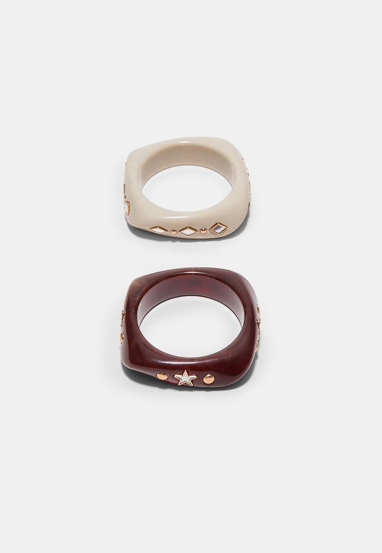 Stradivarius Set 2 Brățări Stea Și Strălucitoare Maro Os