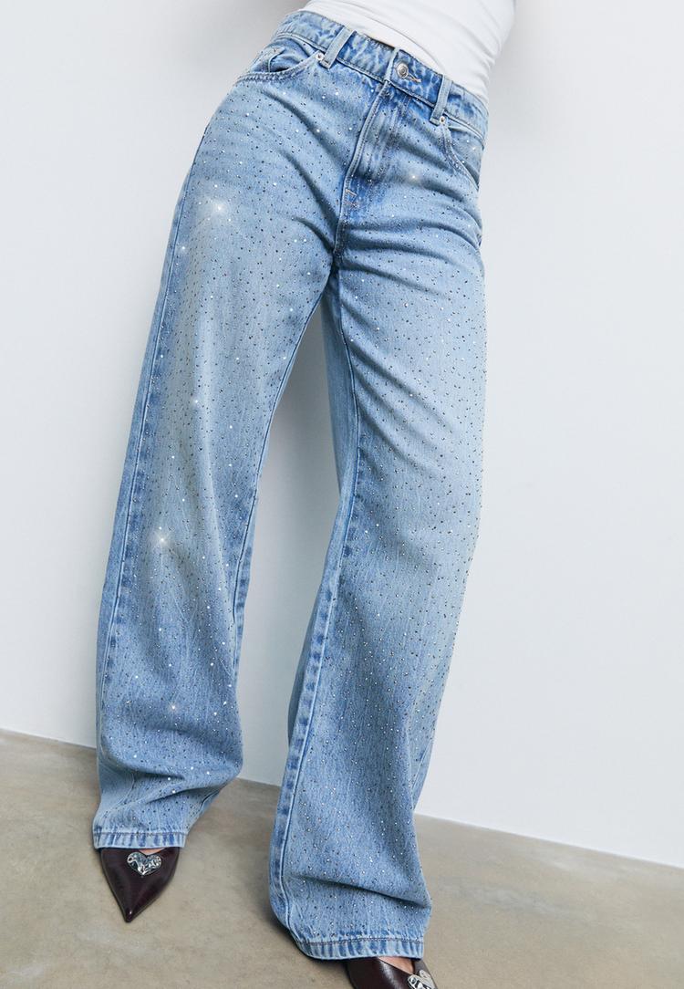 parlak detaylı straight fit jean