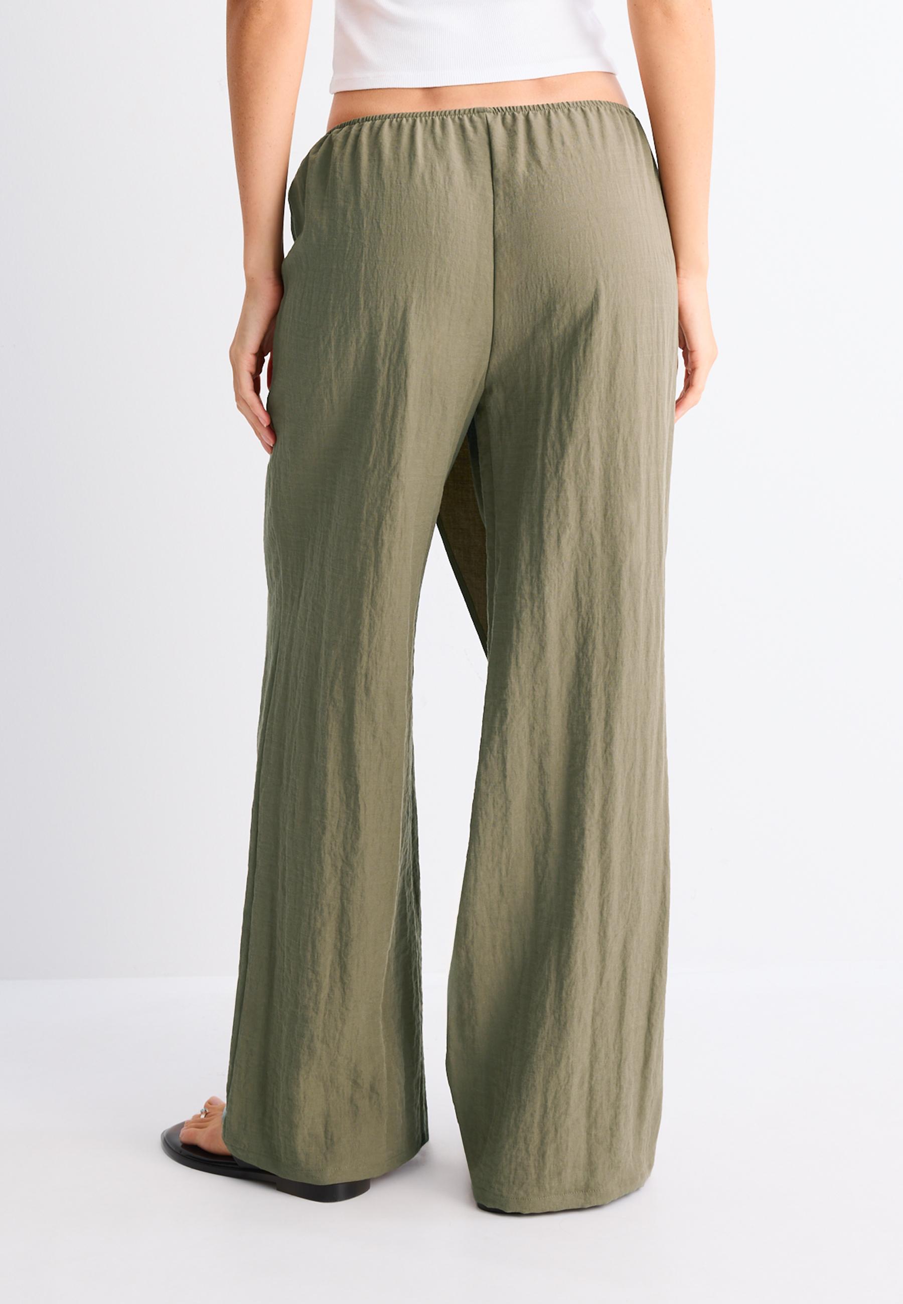 Flowing wrap trousers — Khaki