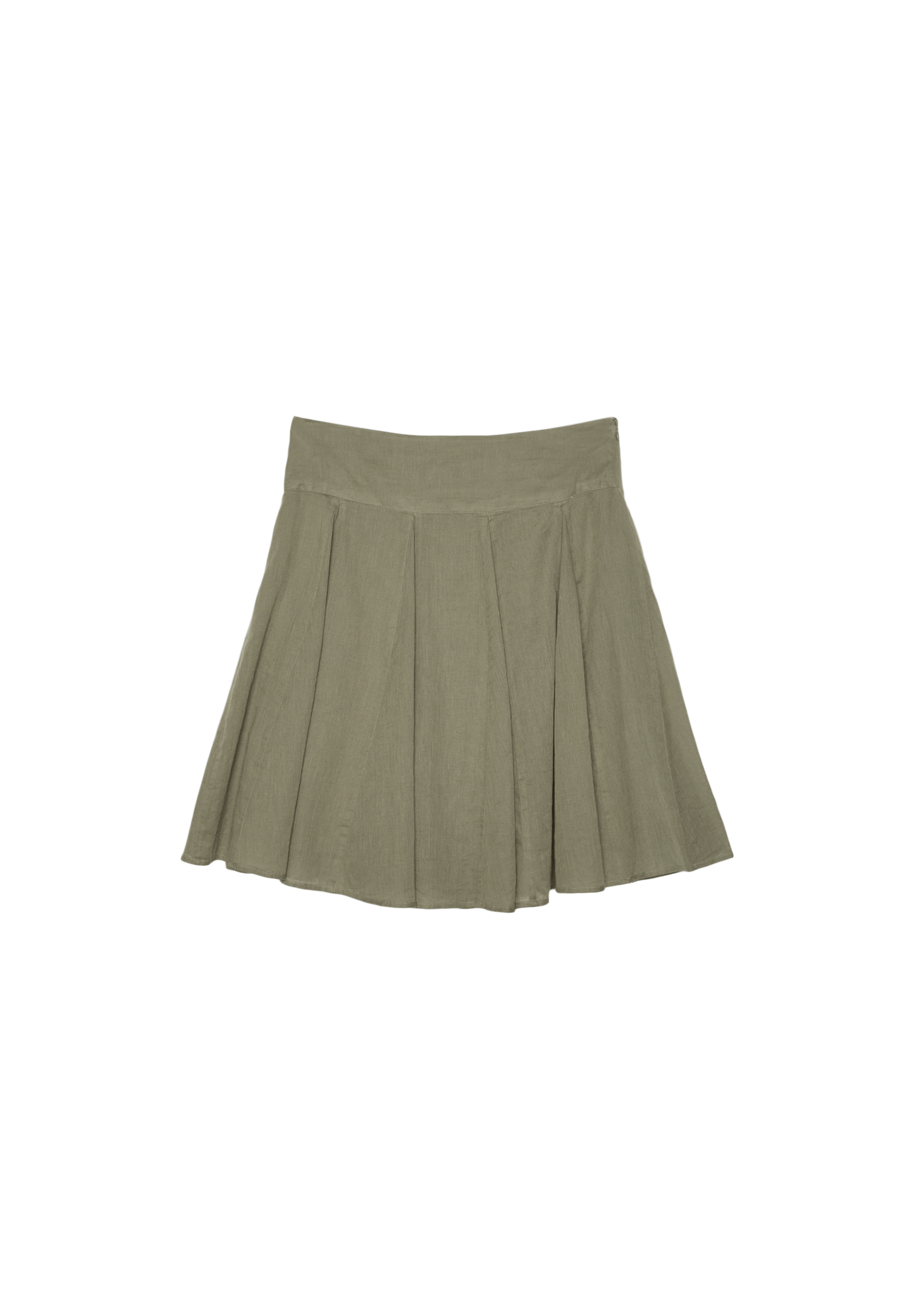 Midi skirt with box pleats — Khaki