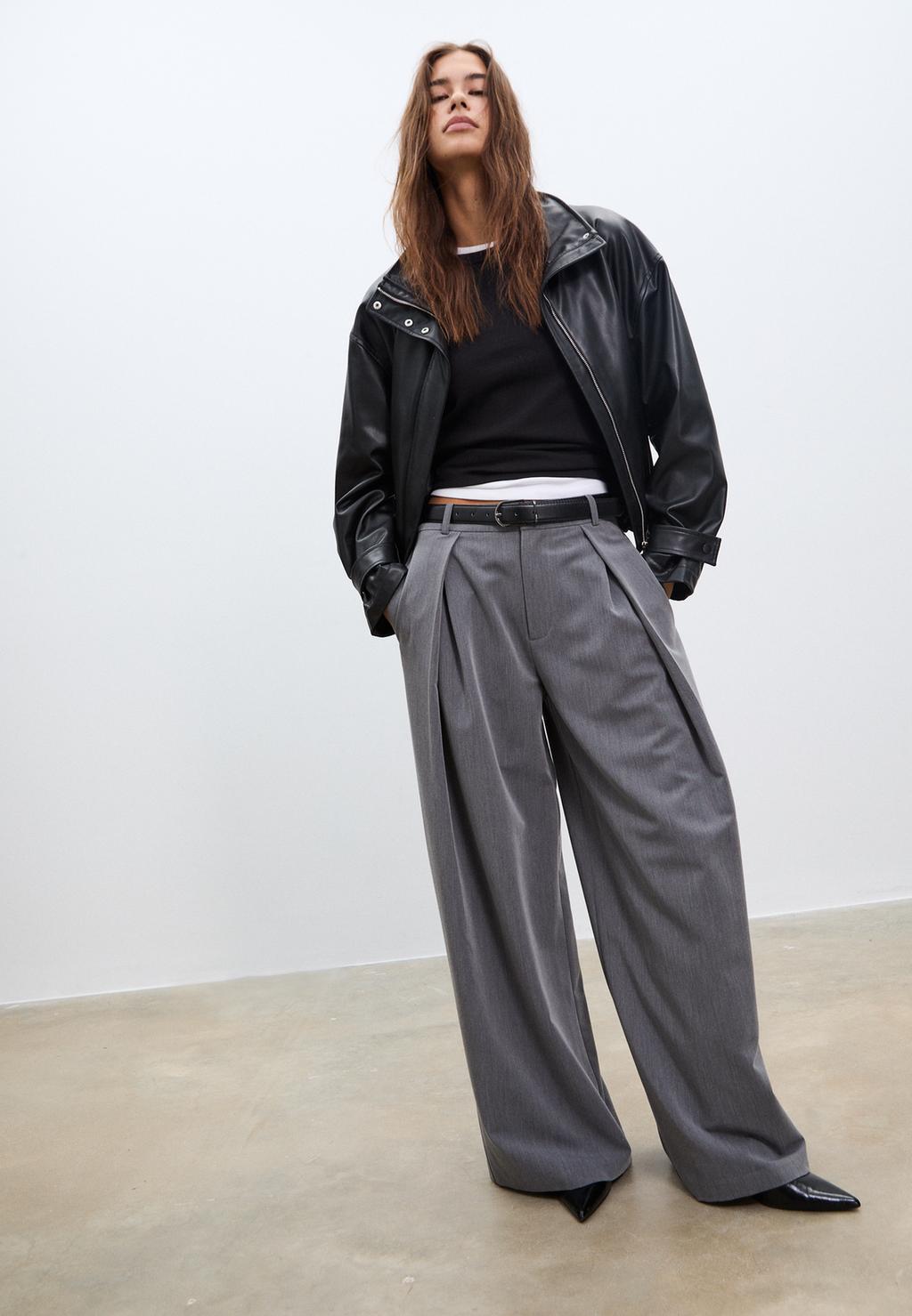 Maxi darted trousers with belt