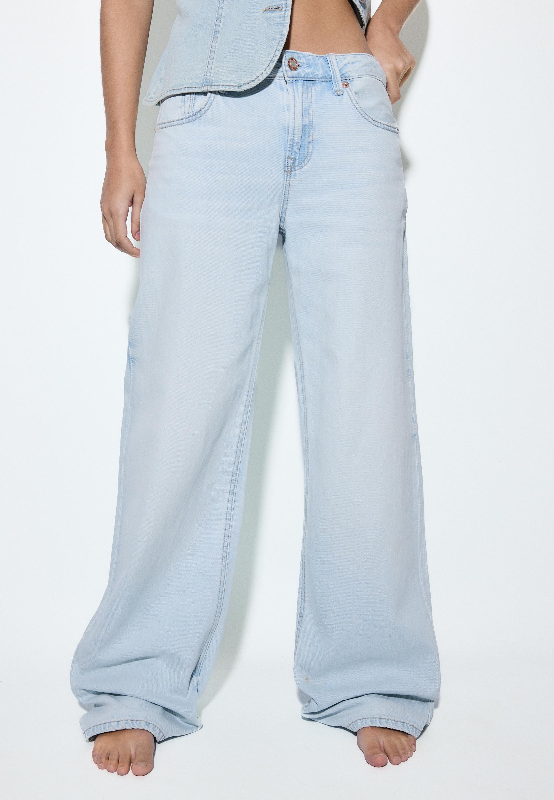 Stradivarius D91 düşük bel geniş paça jean görsel 3