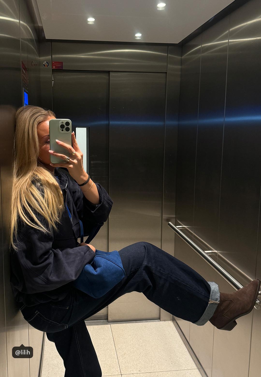 Faux suede bomber jacket — Navy blue