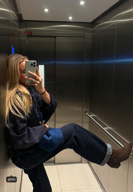 Stradivarius Faux Suede Bomber Jacket Navy Blue S