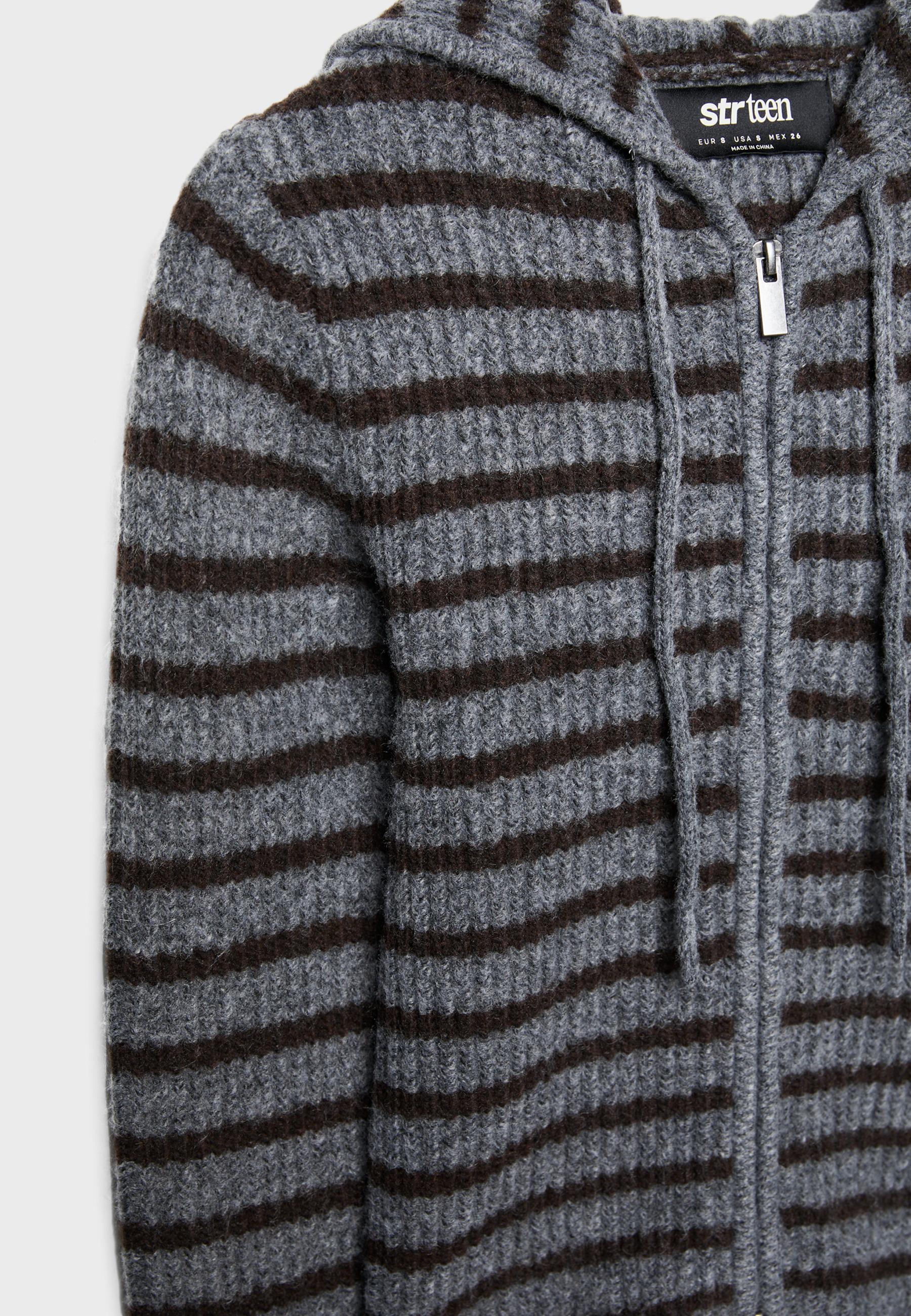 Knitted zip-up jacket — Dark grey