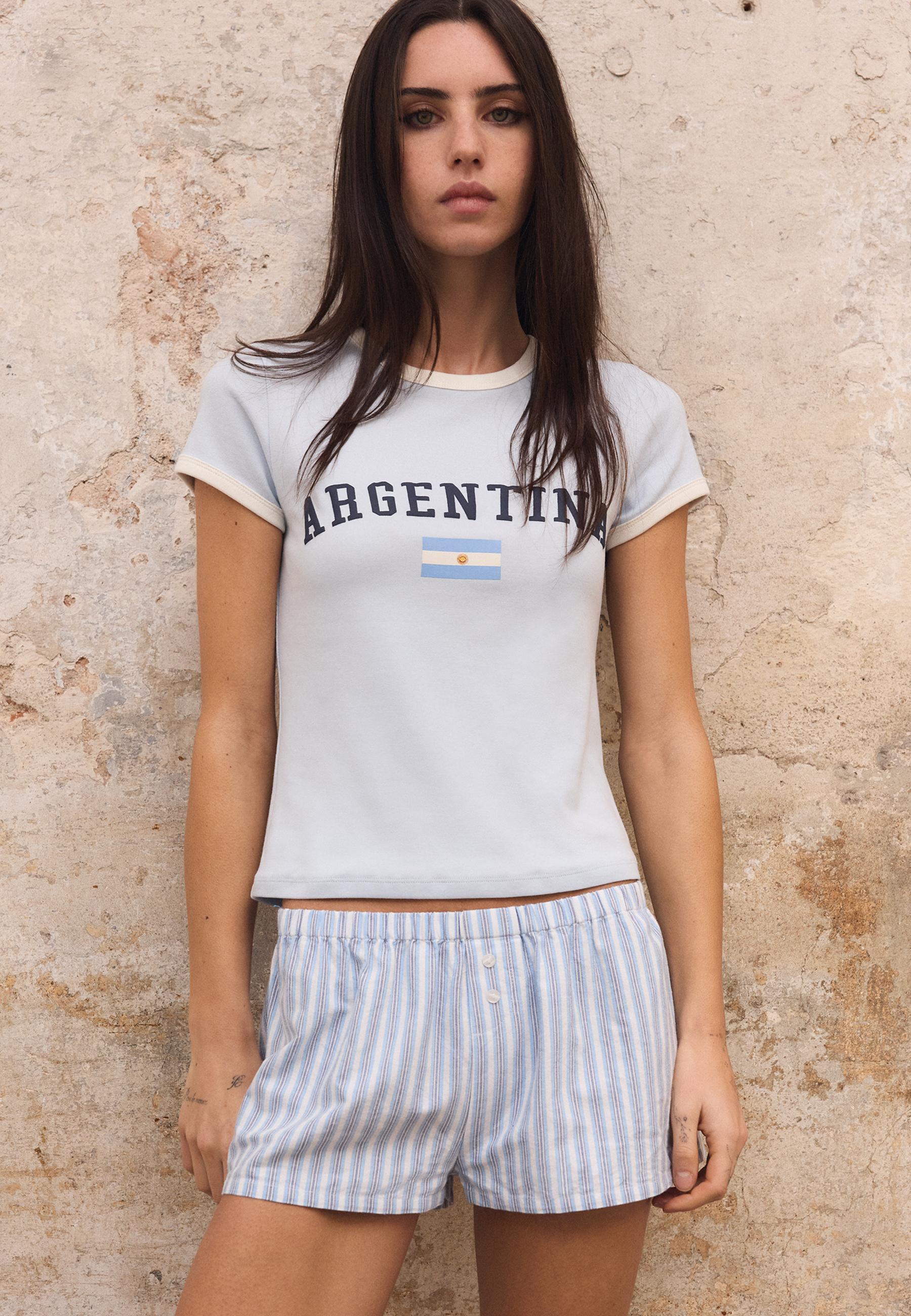 Striped button-detail shorts — Navy blue