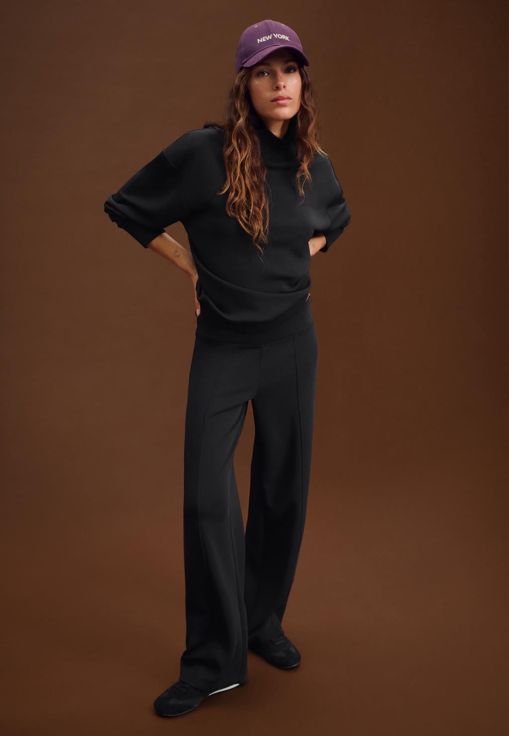 Soft-touch straight-leg joggers with seam detail