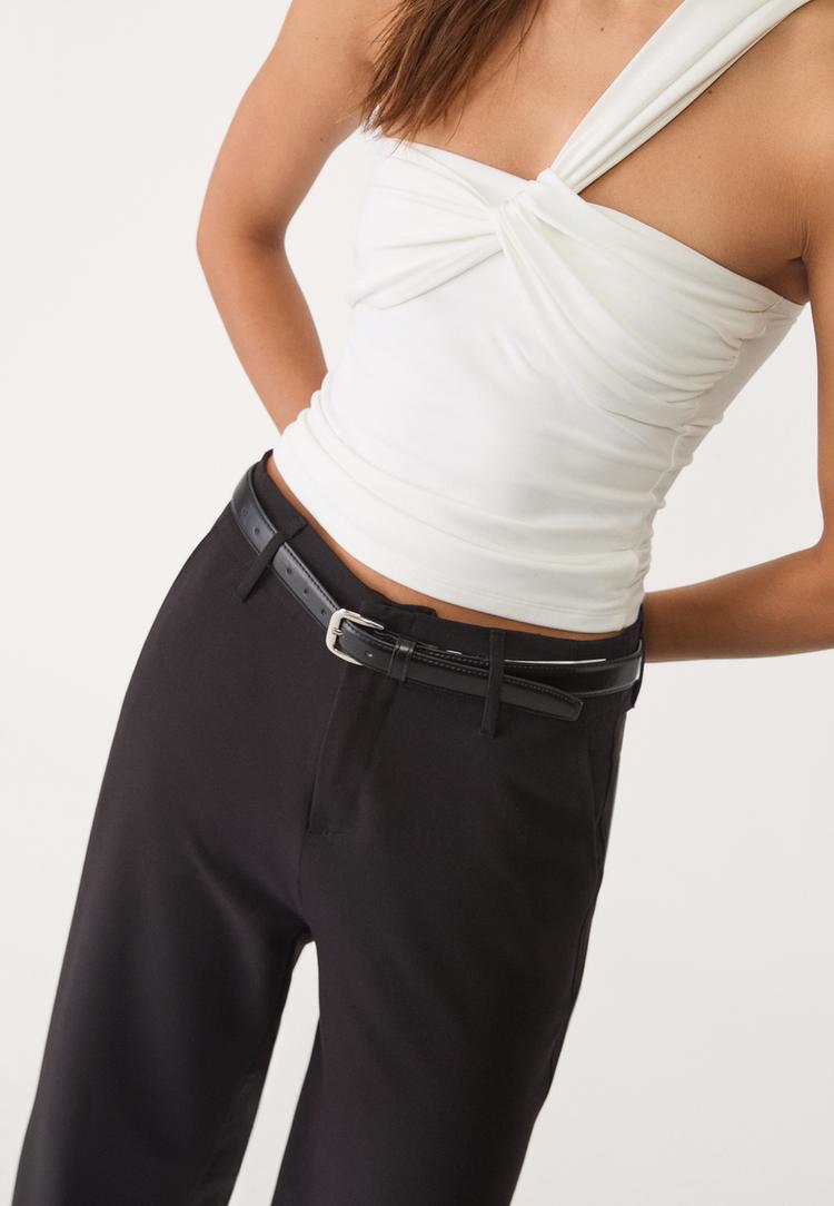pantalon fluido recto vestir cinturon