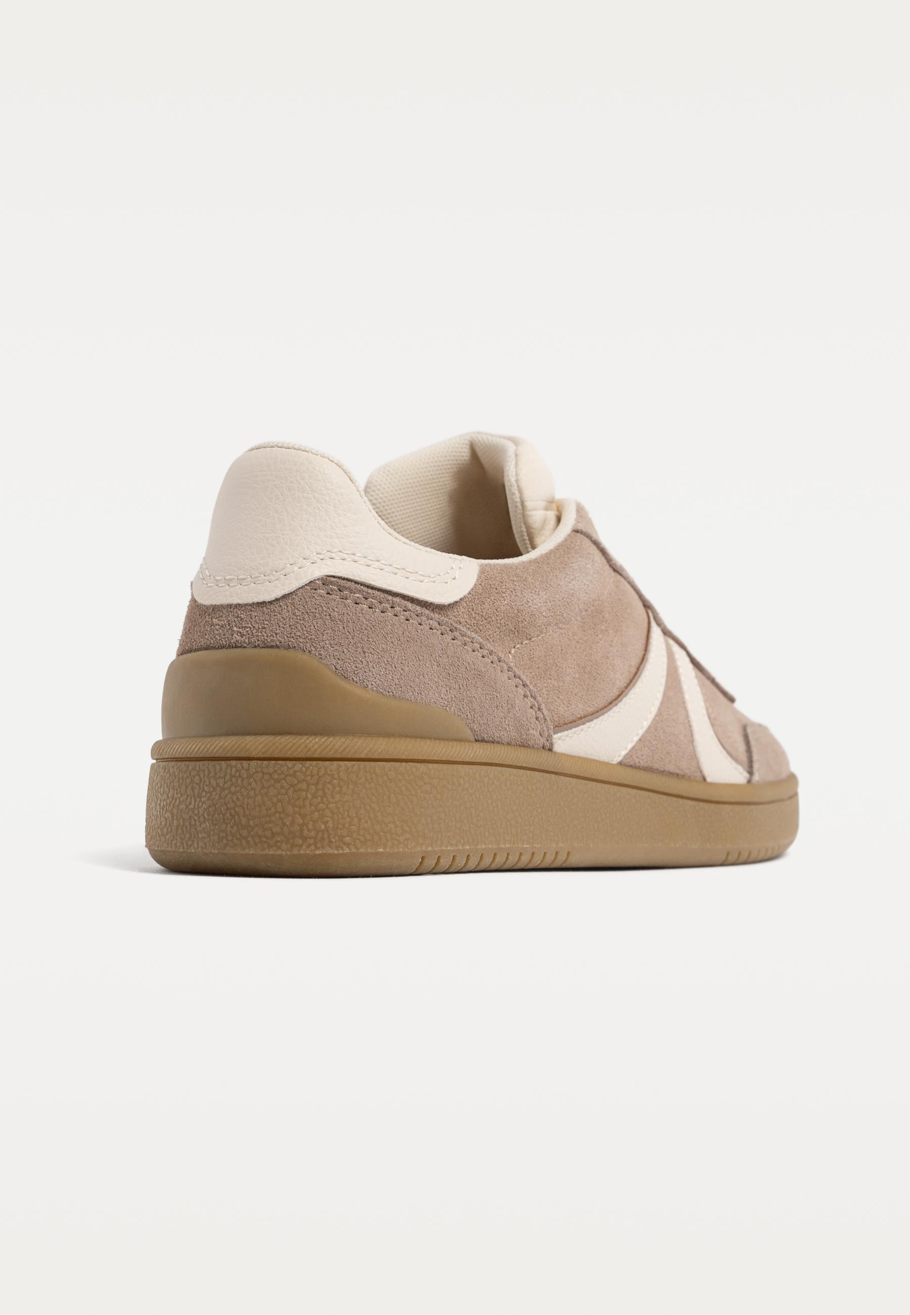 Casual leather trainers — BEIGE