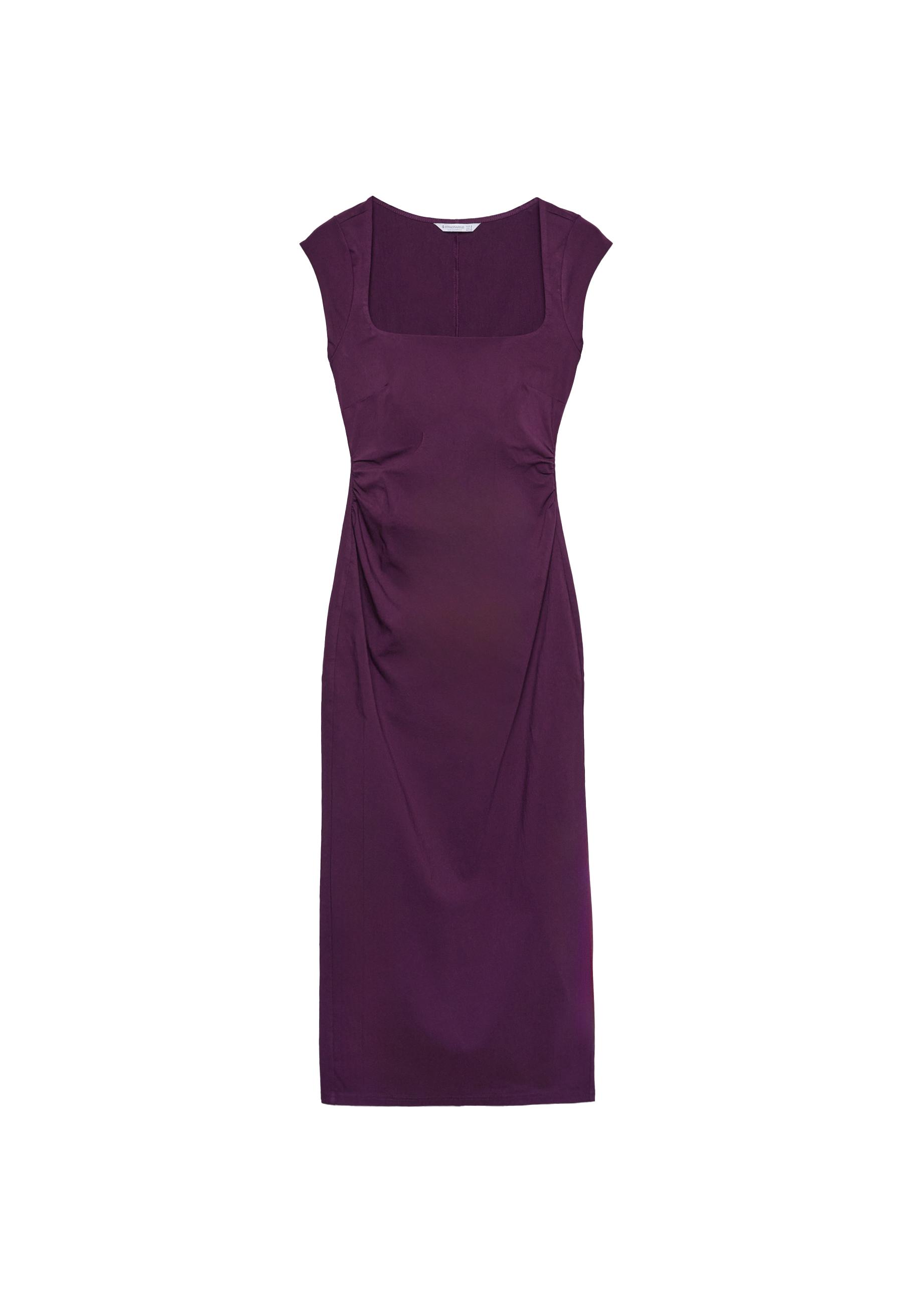 Gathered midi dress — Purple