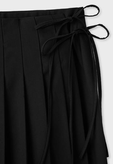 Pleated wrap midi skirt — Black 9