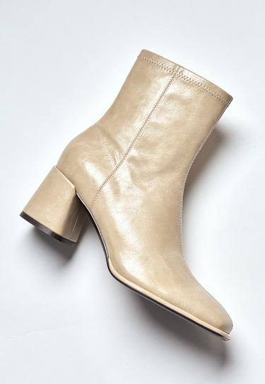 Block heel ankle boots — BEIGE 1