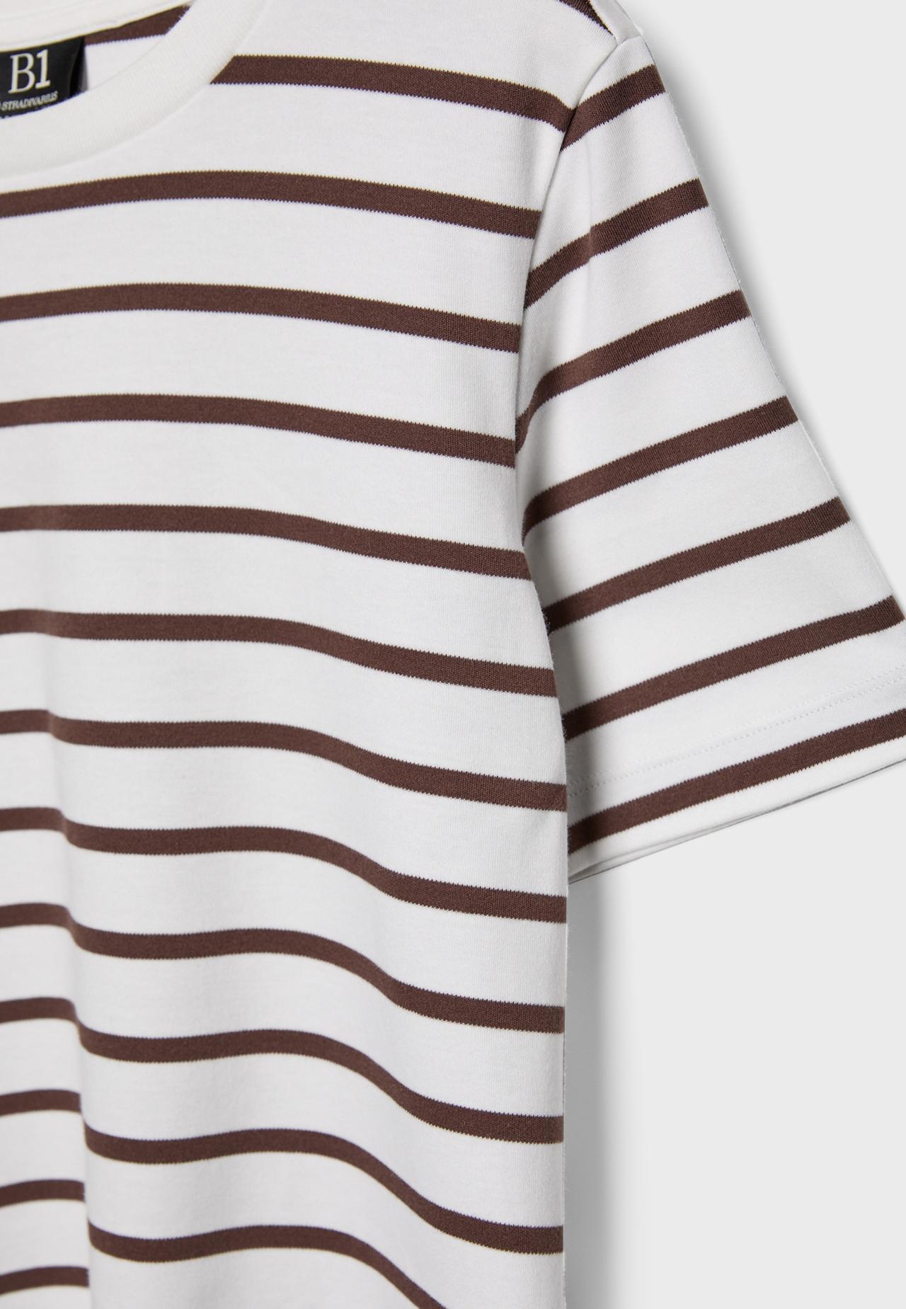 B01 Basic regular fit heavy weight striped T-shirt — Brown